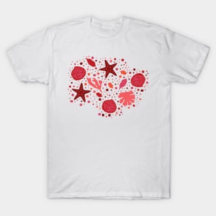 Ocean lover with Our Ocean-Inspired Red and pink Aesthetic, sea coral, sealife, red hues, orange, dark T-Shirt